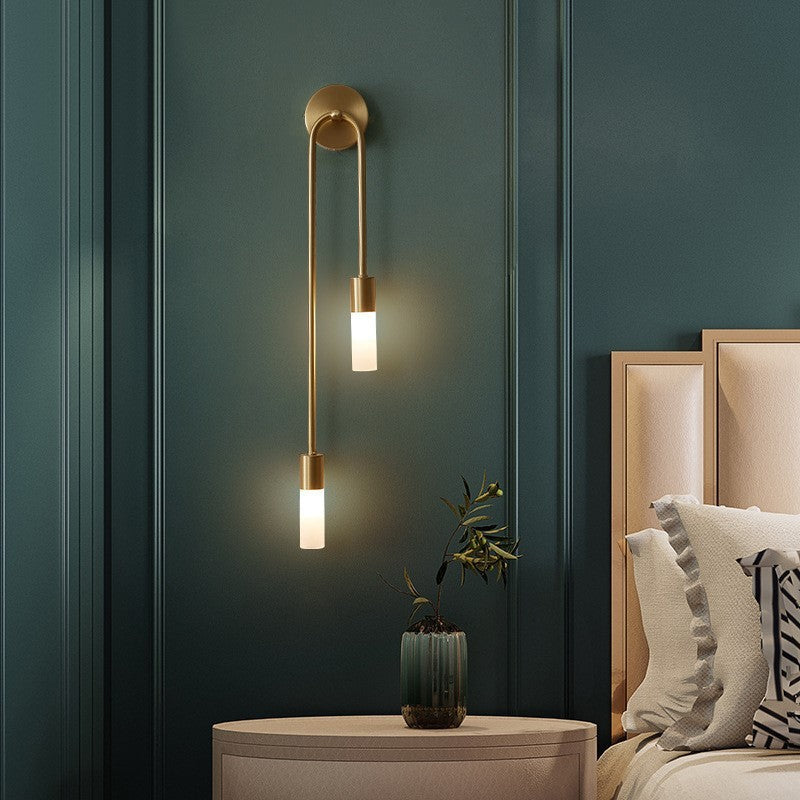 Moderne LED-wandleuchte meza, 2-flammig, stab, gold, wohnzimmer