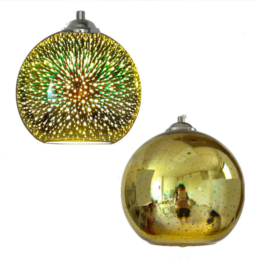 Moderne kreative 3D bunte feuerwerk glas 1-licht kuppel pendelleuchte