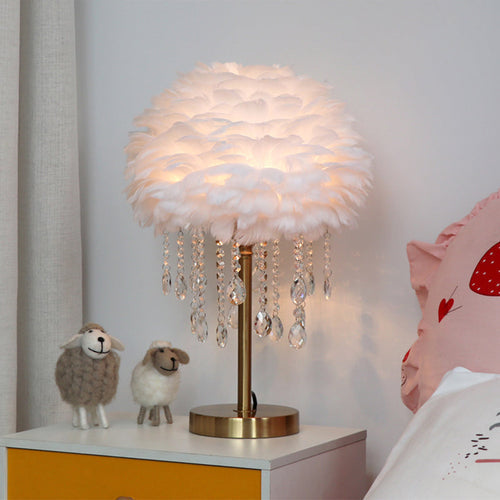Elegant Light - romantische veer-kristall tischlampe