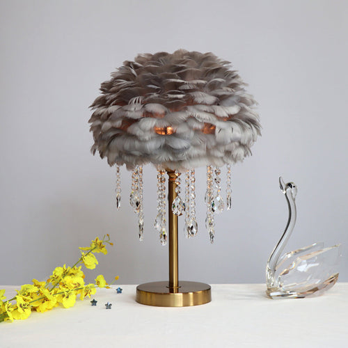 Elegant Light - romantische veer-kristall tischlampe