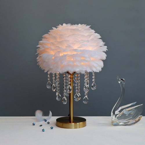 Elegant Light - romantische veer-kristall tischlampe