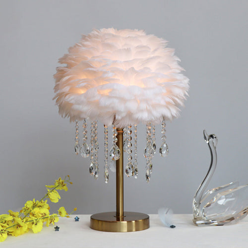 Elegant Light - romantische veer-kristall tischlampe