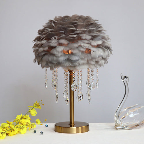 Elegant Light - romantische veer-kristall tischlampe