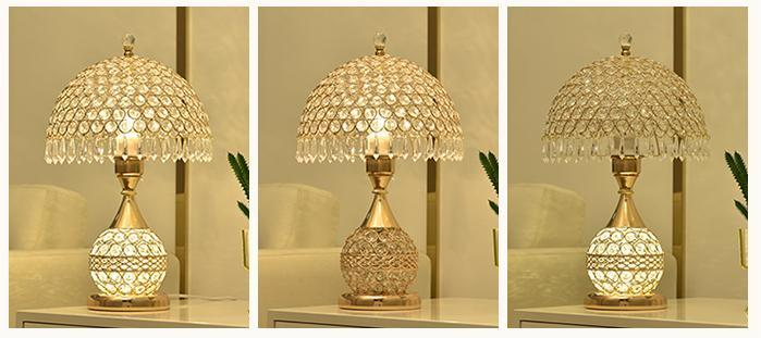Luxiglow - halbkugel-tischlampe mit kristallbesetzten tropfen