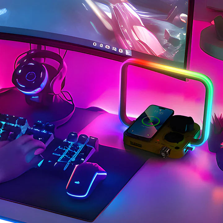 TechGlow – 3-in-1-tischlampe mit kabellosem ladegerät, rgb-beleuchtung und timer