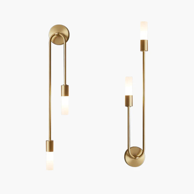 Moderne LED-wandleuchte meza, 2-flammig, stab, gold, wohnzimmer