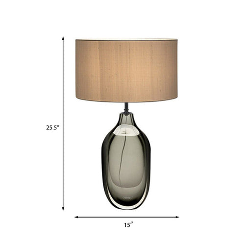 CrystalGlow – moderne kristall-tischlampe mit stoffschirm in kaki
