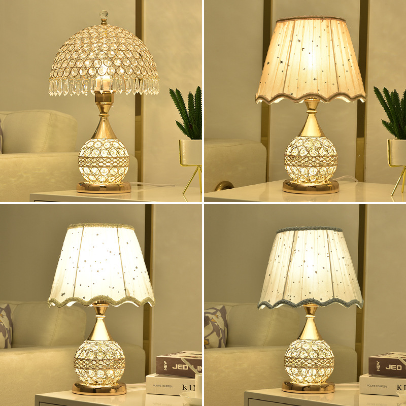 Luxiglow - halbkugel-tischlampe mit kristallbesetzten tropfen