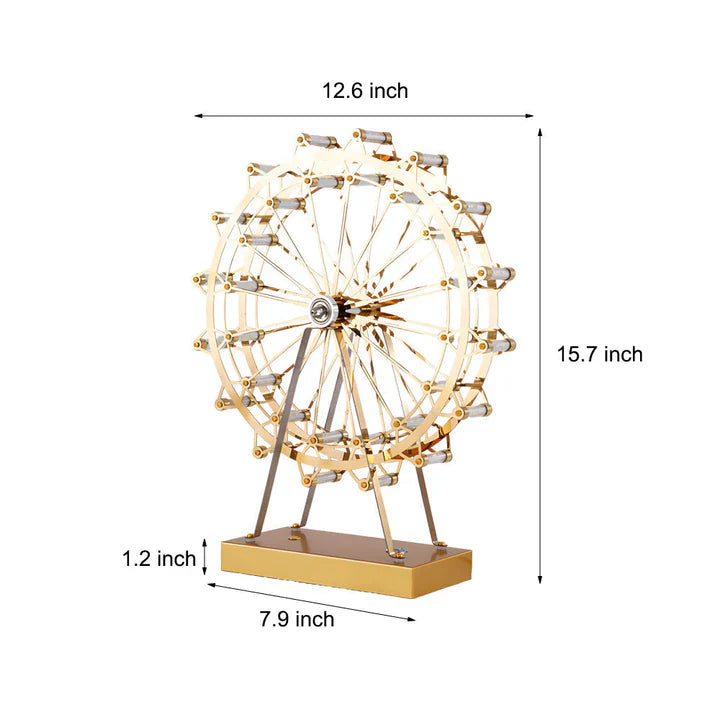 LumiFerris – tischlampe aus goldenem eisen mit riesenrad, integrierter led und touch-schalter