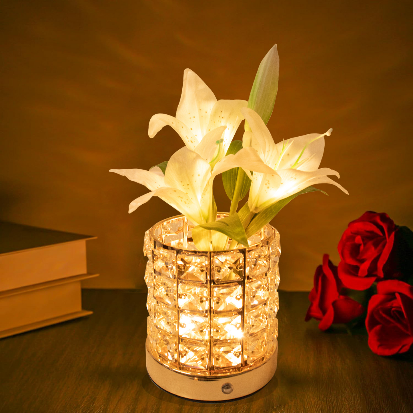 Luna - elegante tischlampe mit blumendesign