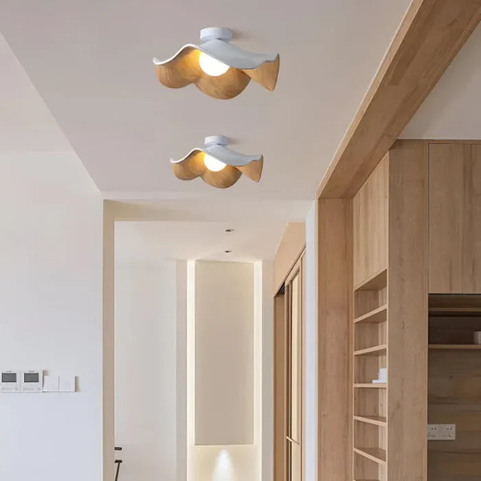 Nordic wooden lotus resin deckenleuchte