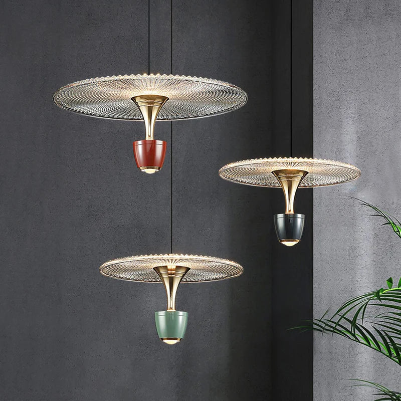 Moderne led pendelleuchte in scheibenform