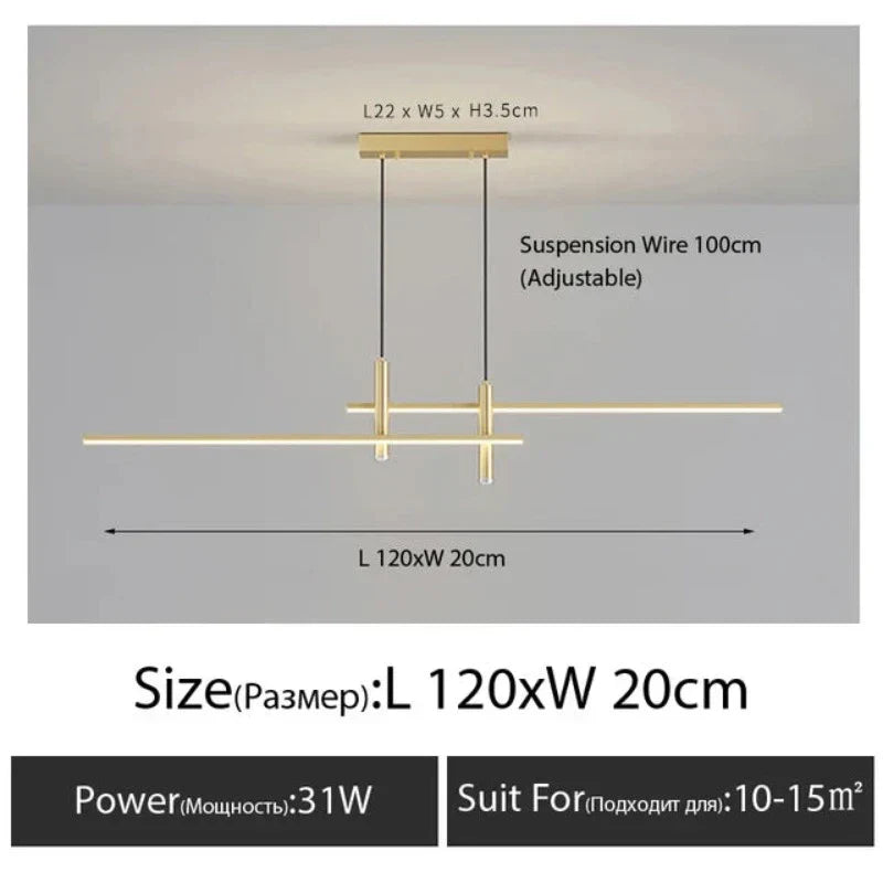 Linearglow – moderner minimalistischer kronleuchter für das esszimmer