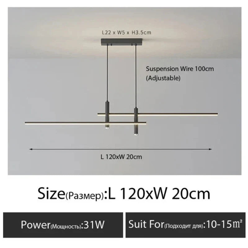 Linearglow – moderner minimalistischer kronleuchter für das esszimmer