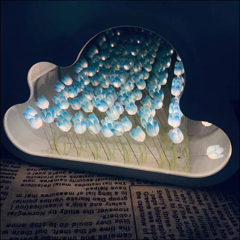 Ewiger wolkenspiegel tulpen - led-spiegel mit unendlichkeitseffekt