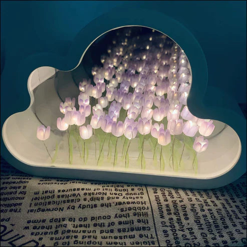 Ewiger wolkenspiegel tulpen - led-spiegel mit unendlichkeitseffekt