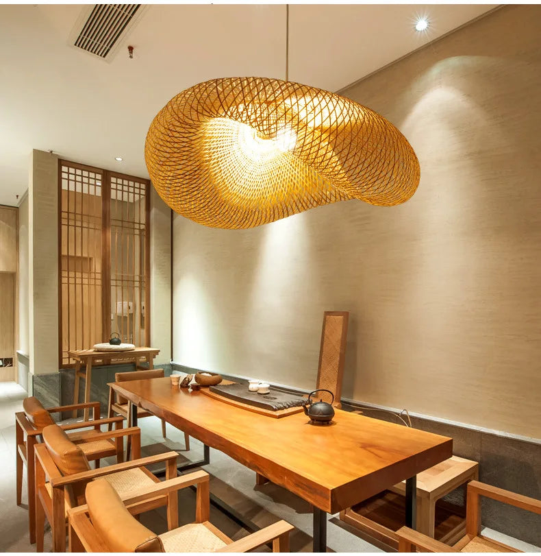 Ecolantern - vintage bamboo led pendelleuchte