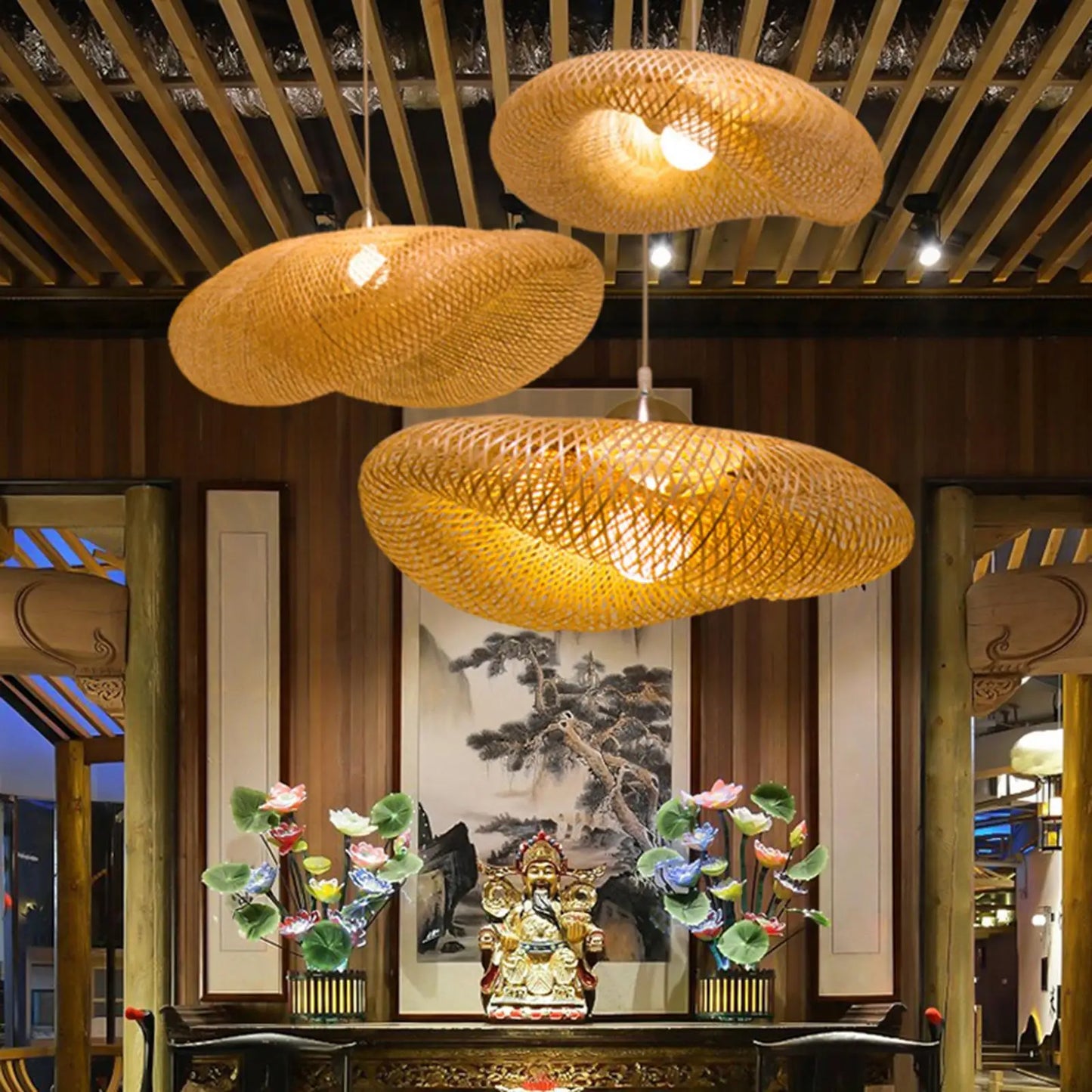 Ecolantern - vintage bamboo led pendelleuchte