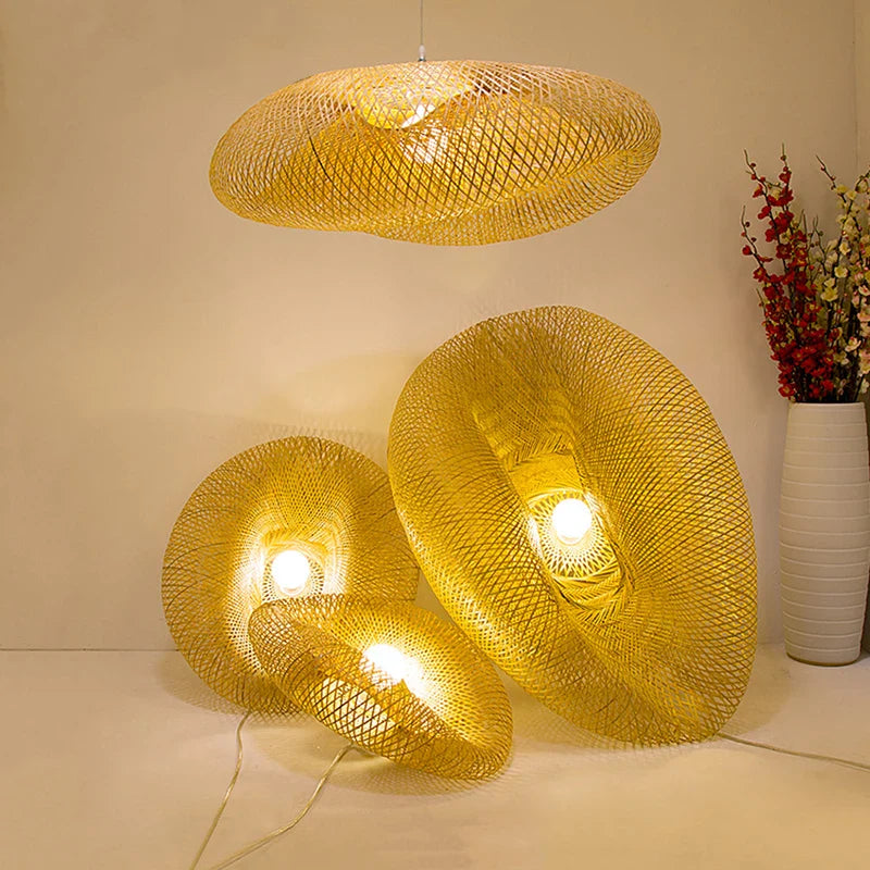 Ecolantern - vintage bamboo led pendelleuchte