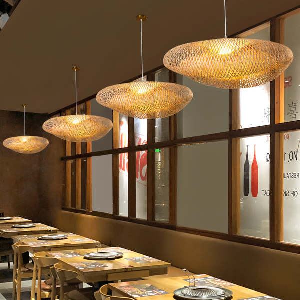 Ecolush deckenleuchte - handgefertigte rattan-hängelampe - rustikale boho-lampe