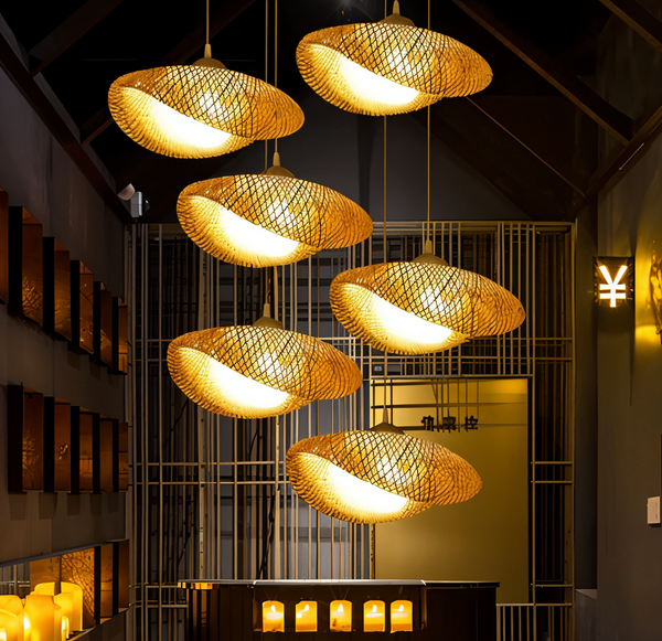 Ecolush deckenleuchte - handgefertigte rattan-hängelampe - rustikale boho-lampe