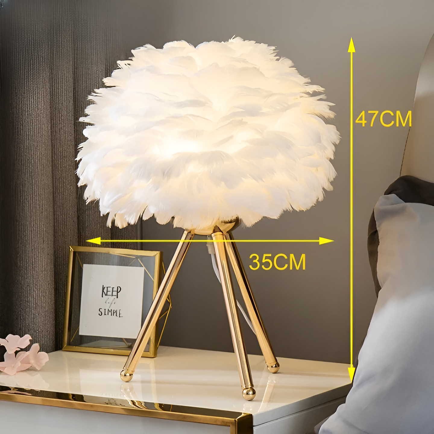 Feather Glow - handgefertigte tischlampe aus straußenfedern für eine romantische atmosphäre