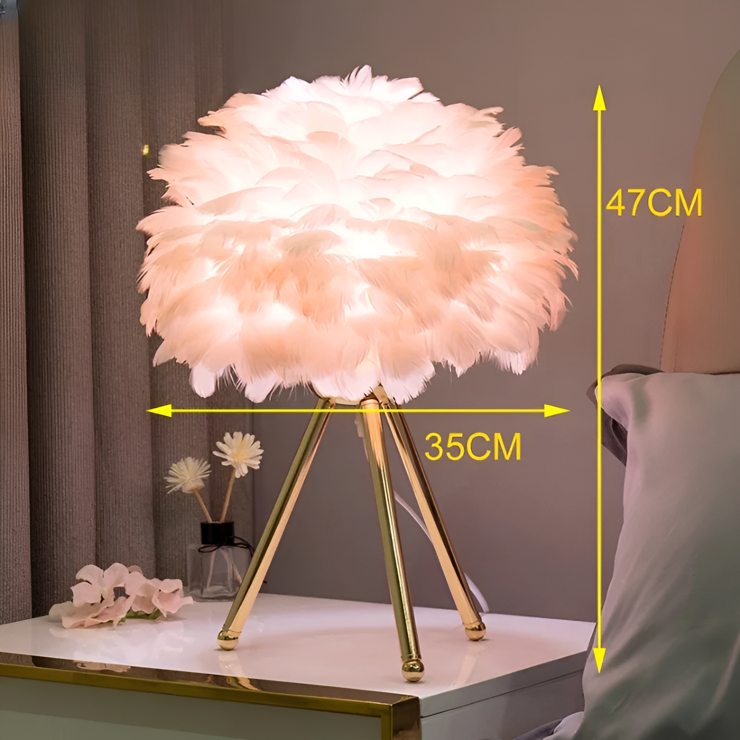 Feather Glow - handgefertigte tischlampe aus straußenfedern für eine romantische atmosphäre