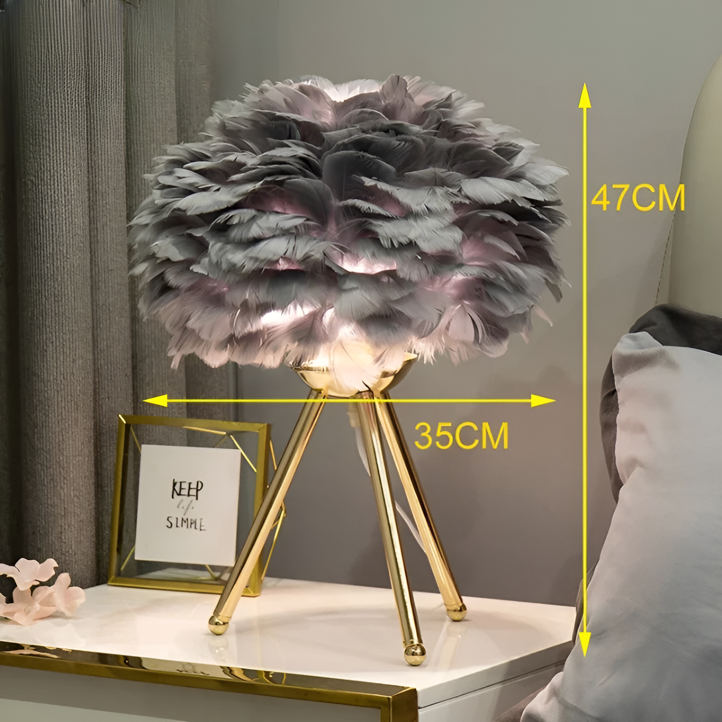 Feather Glow - handgefertigte tischlampe aus straußenfedern für eine romantische atmosphäre