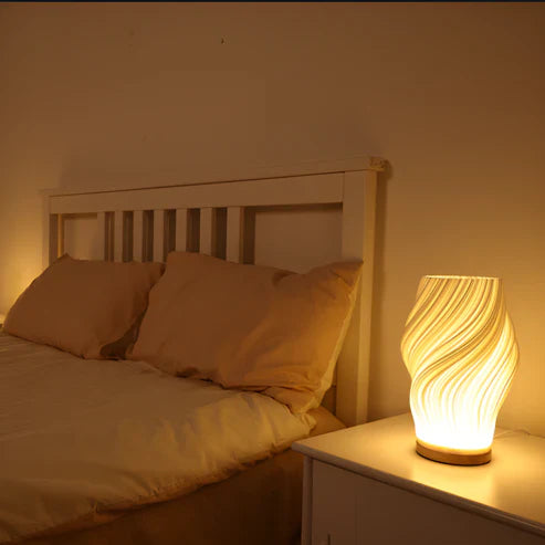 DreamWave - moderne cremefarbene 3D-wellenlampe mit elegantem metallsockel