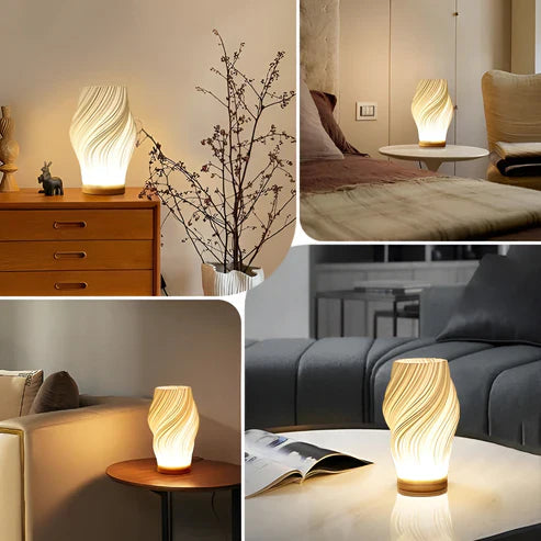DreamWave - moderne cremefarbene 3D-wellenlampe mit elegantem metallsockel