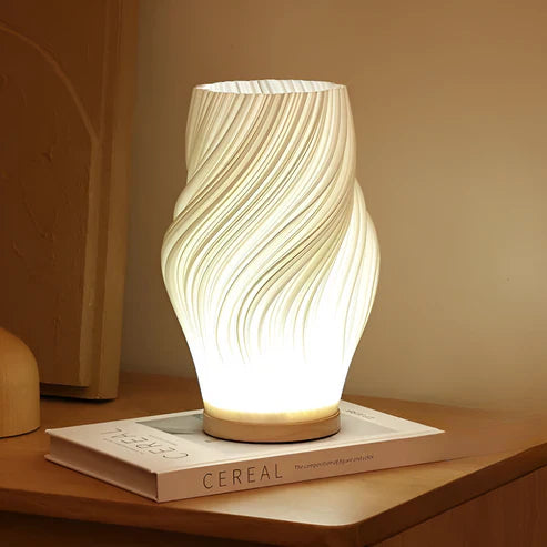 DreamWave - moderne cremefarbene 3D-wellenlampe mit elegantem metallsockel