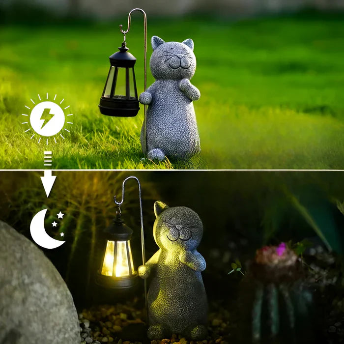 Kittybeam – bezaubernde solarbetriebene katzenlaterne für spaß im garten