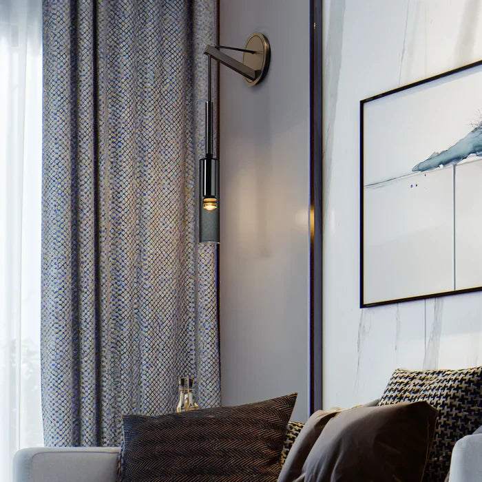 Kristallgraue wandleuchte – minimalistische moderne wandleuchte mit rauchfarbenem rohr
