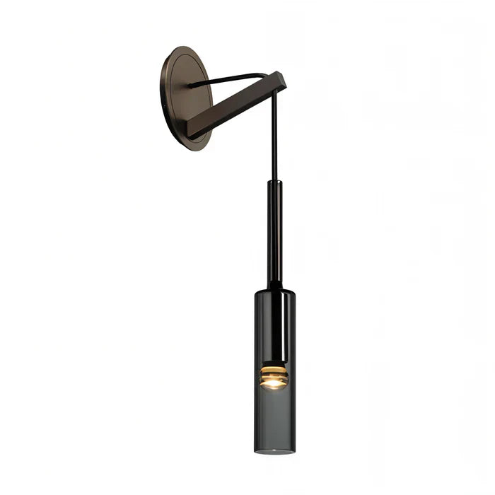 Kristallgraue wandleuchte – minimalistische moderne wandleuchte mit rauchfarbenem rohr
