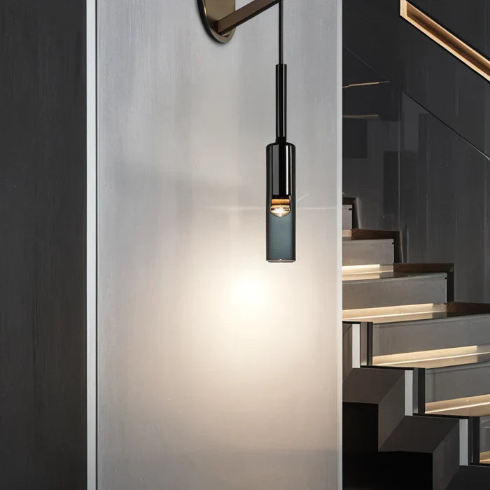 Kristallgraue wandleuchte – minimalistische moderne wandleuchte mit rauchfarbenem rohr