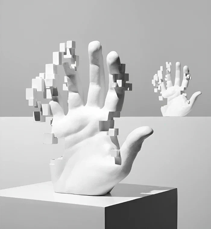 Mosaik-Hand statue - abstrakte harz glitch hand palm figur ornament