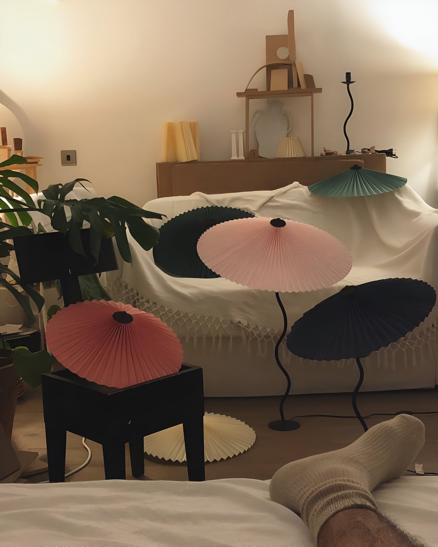 Ori squiggle lampe - gefaltete tischlampe - origami led tischlampe