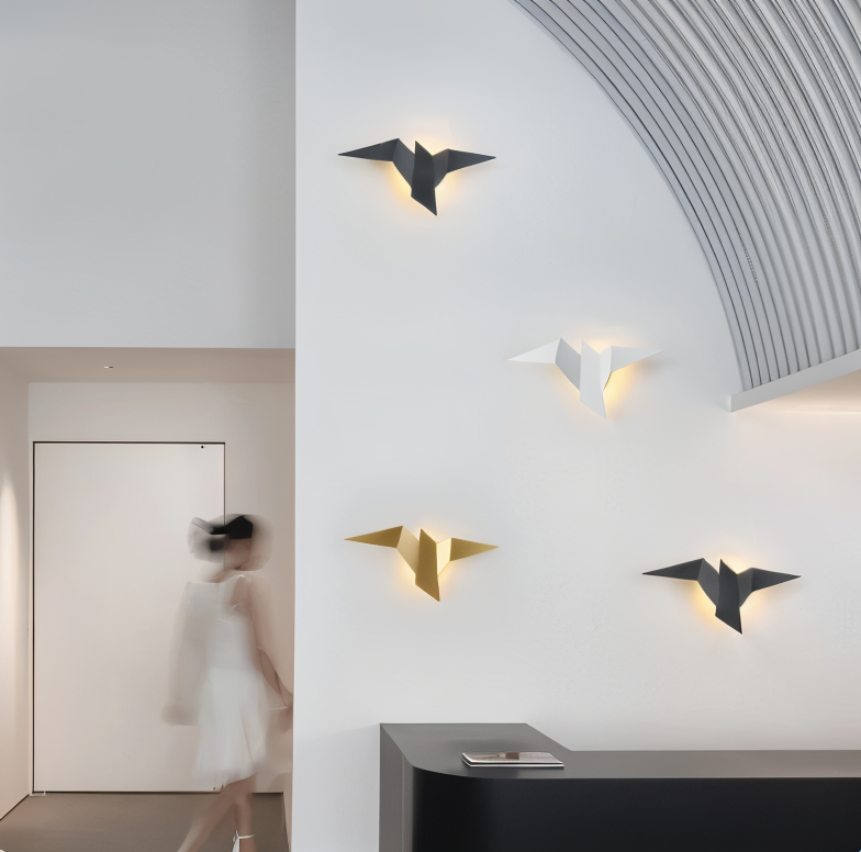 OriTori Wandlampe - geometrische origami-vogel-wandlampe - wandlampendesign im japanischen stil