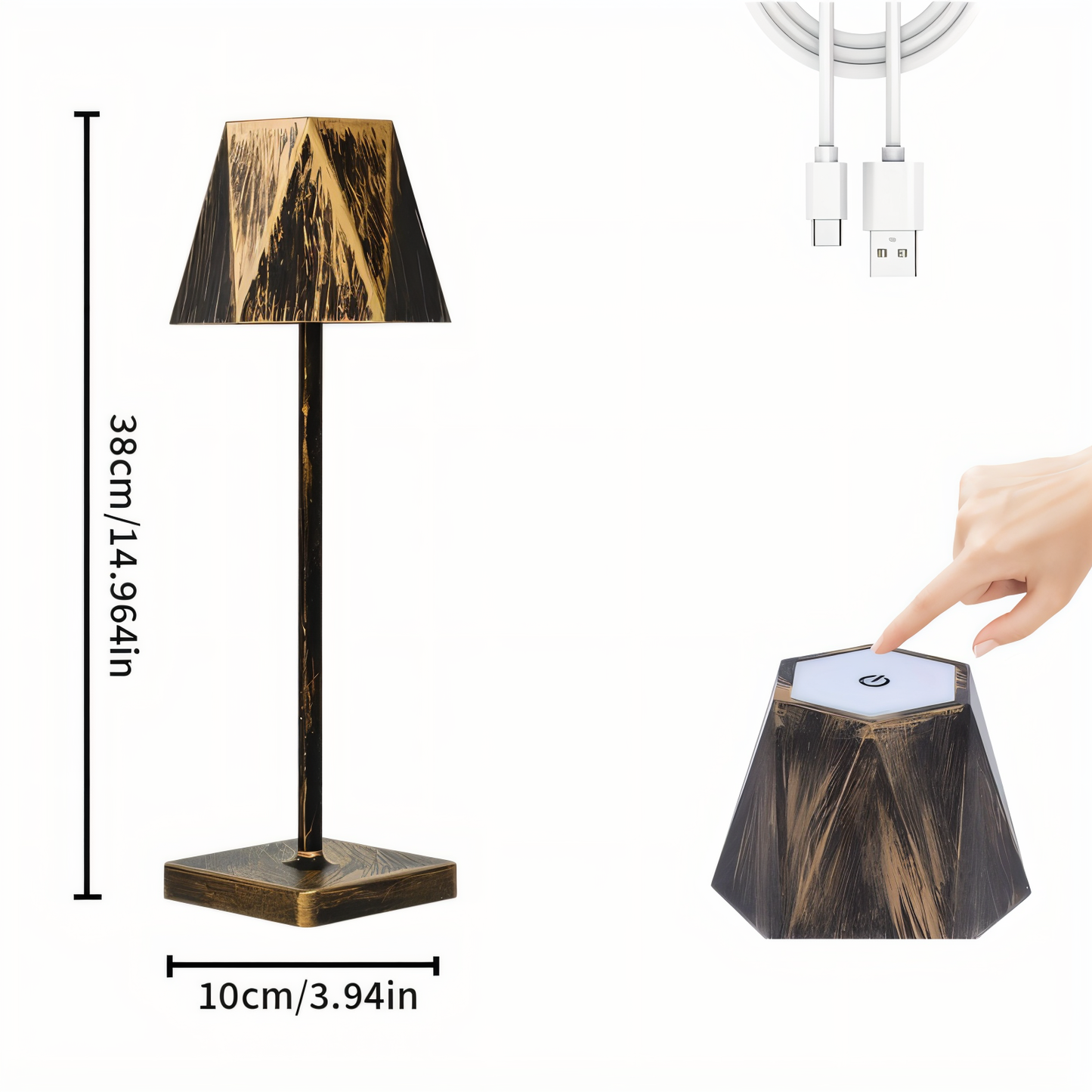 PolyLamp - tragbare sechseckige LED-tischlampe - wasserdicht und wiederaufladbar