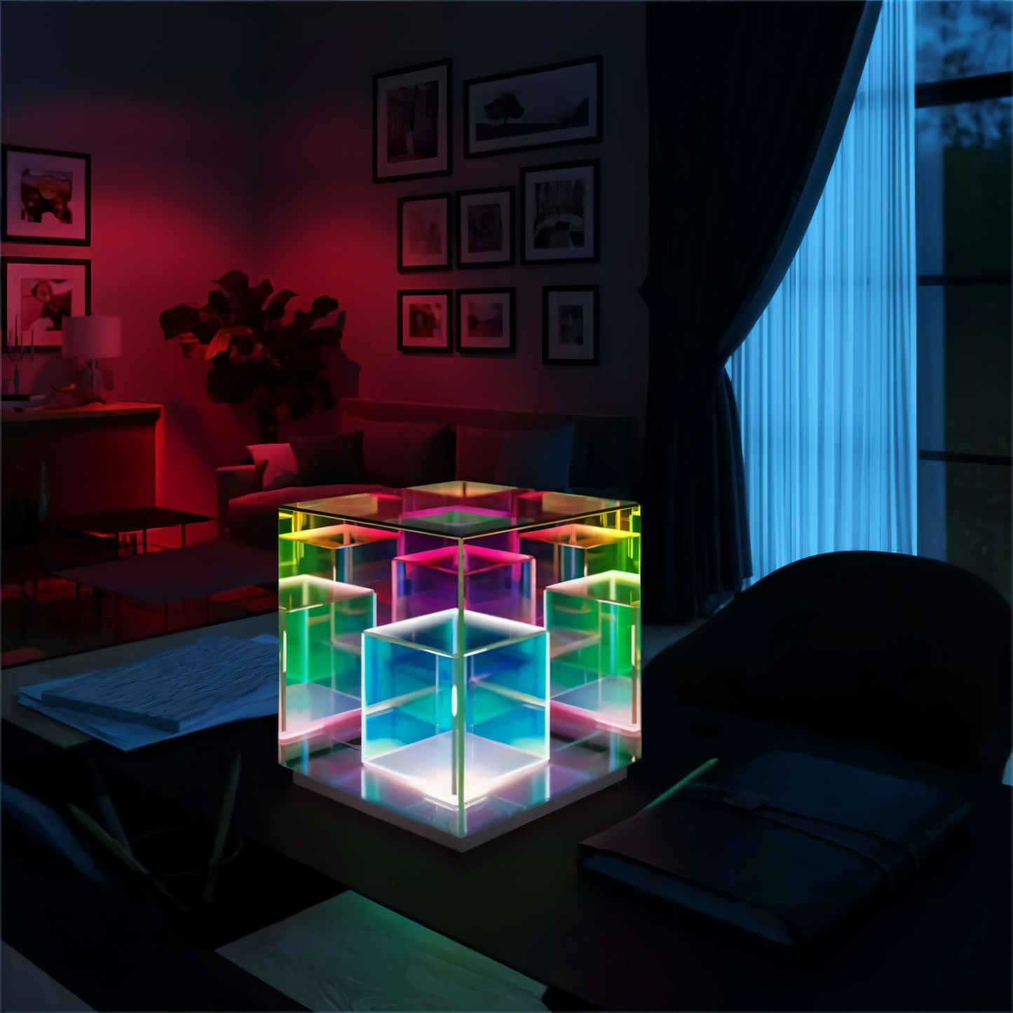Spectra-cube tischlampe - regenbogen-acryl-LED-lampe mit faszinierender 3D-illusion