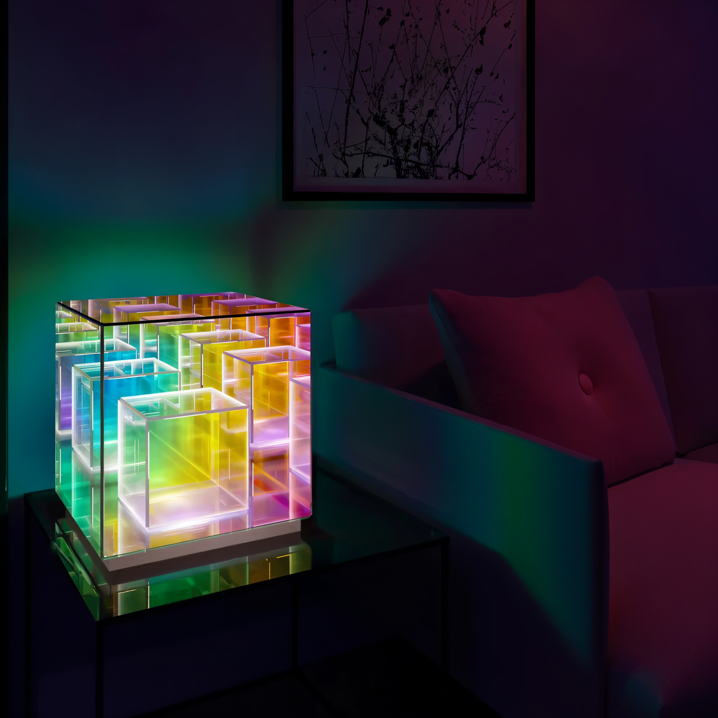 Spectra-cube tischlampe - regenbogen-acryl-LED-lampe mit faszinierender 3D-illusion