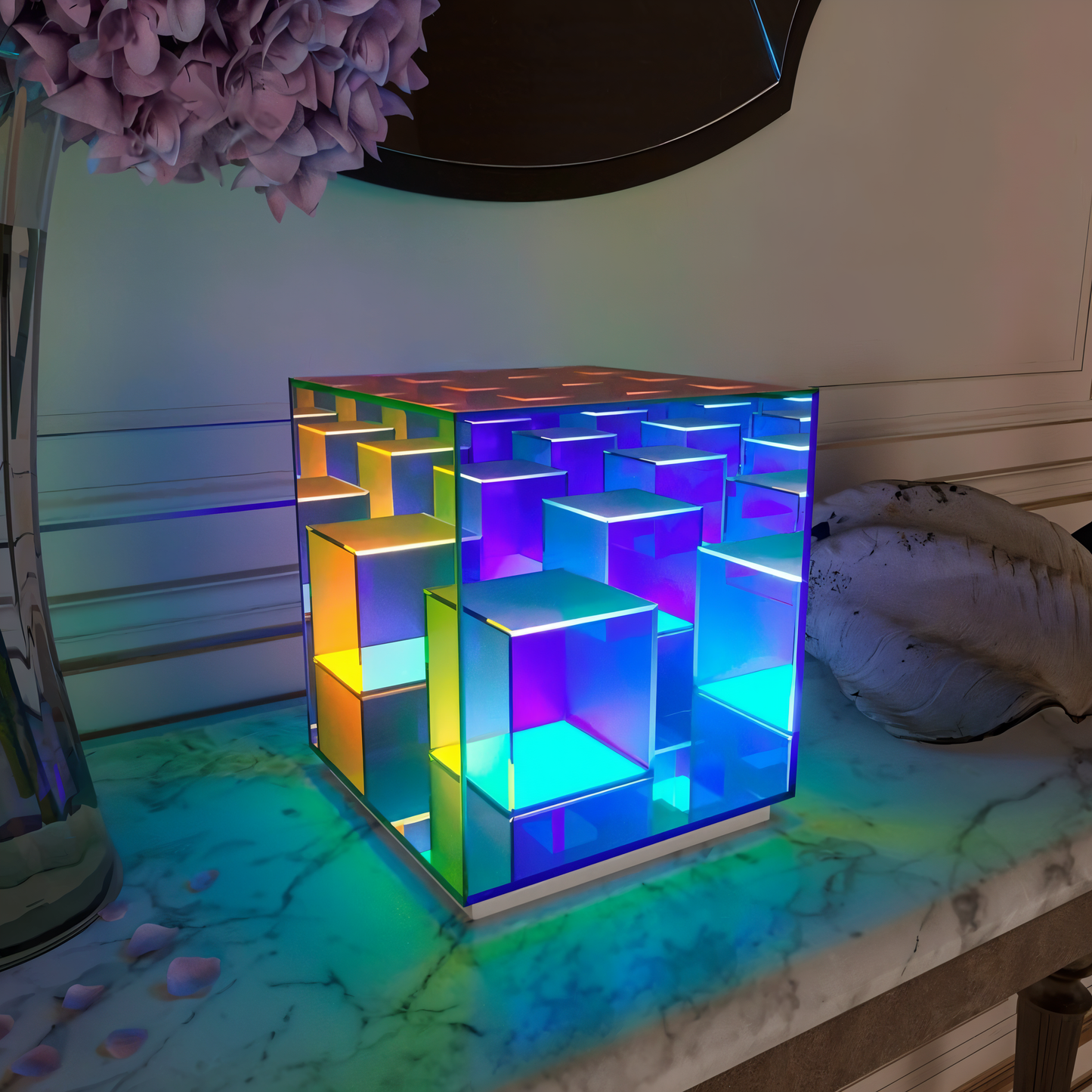 Spectra-cube tischlampe - regenbogen-acryl-LED-lampe mit faszinierender 3D-illusion