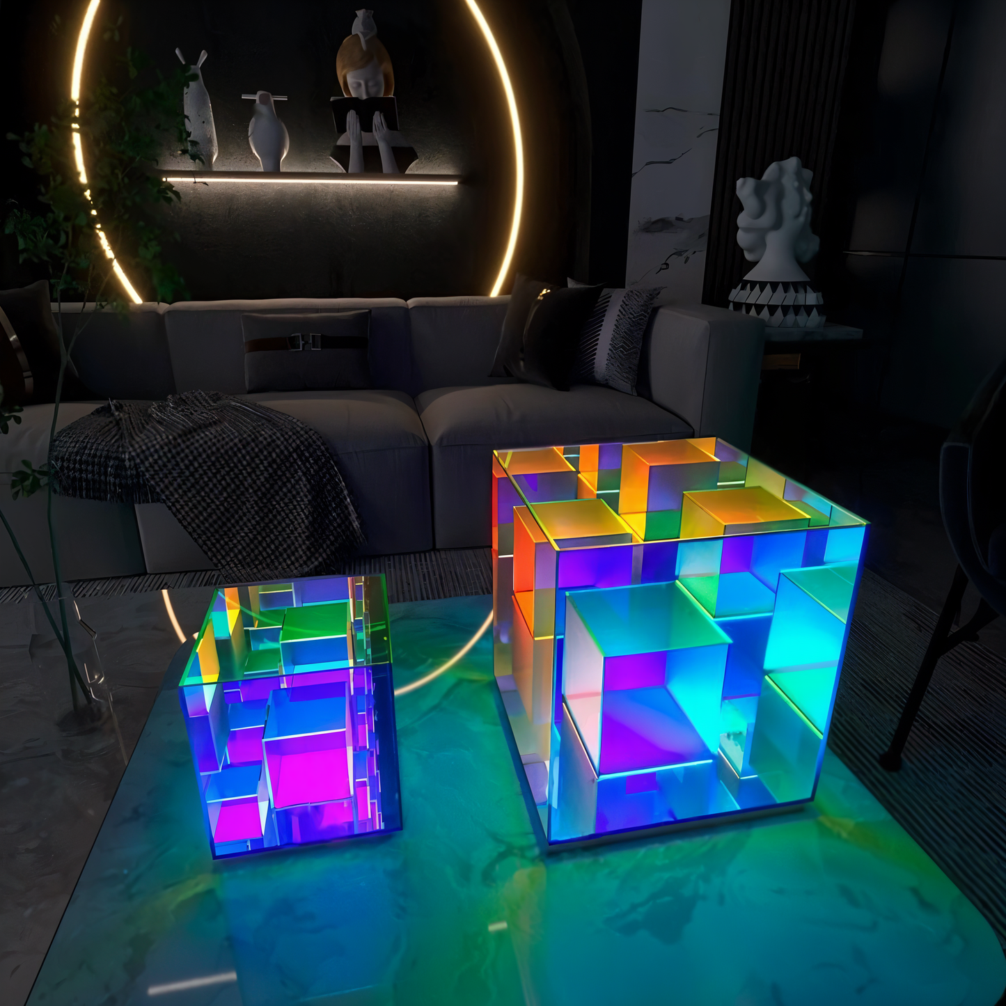 Spectra-cube tischlampe - regenbogen-acryl-LED-lampe mit faszinierender 3D-illusion