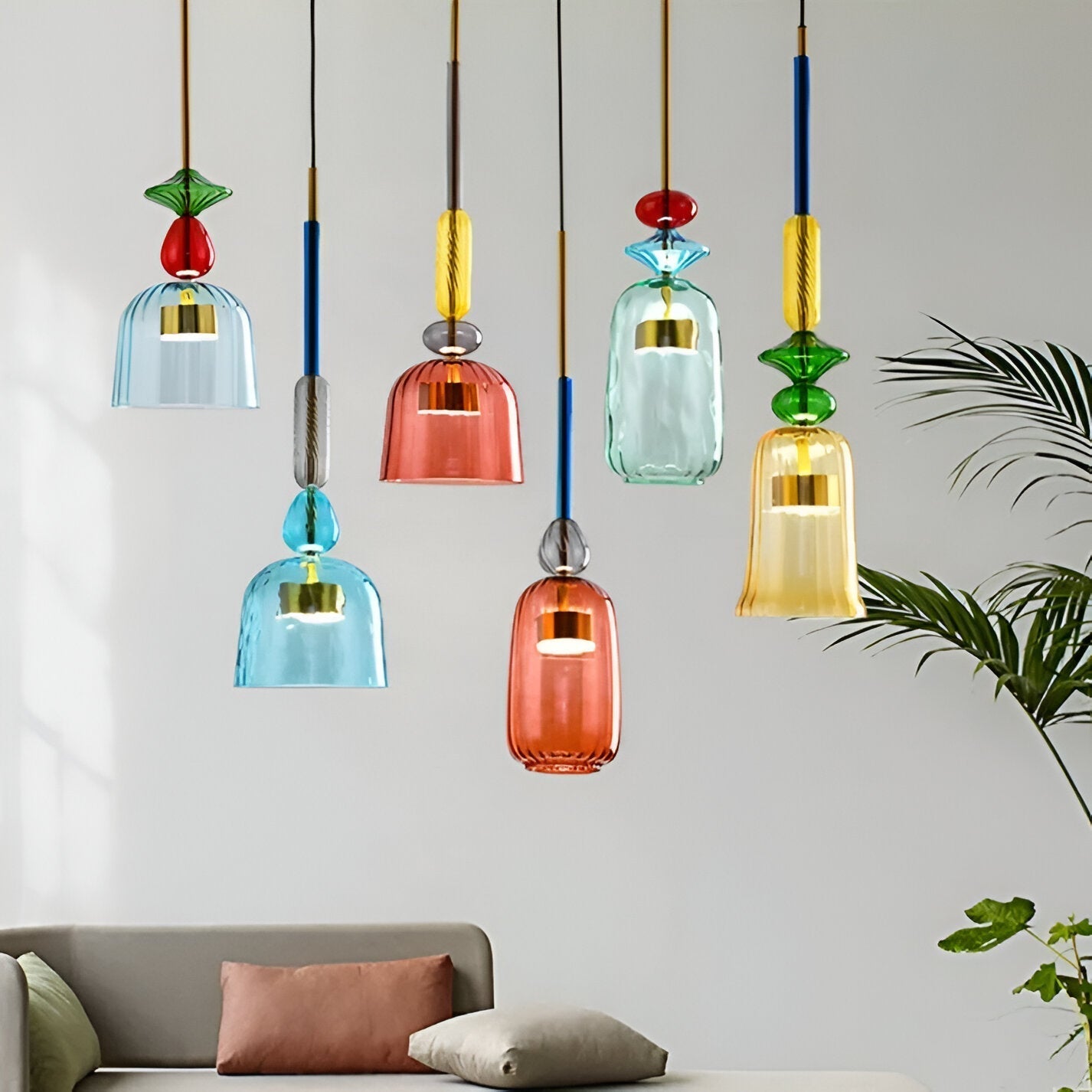 SpectraFuse pendelleuchte - mehrfarbige glas hängelampe - nordic macaron dekorative beleuchtung