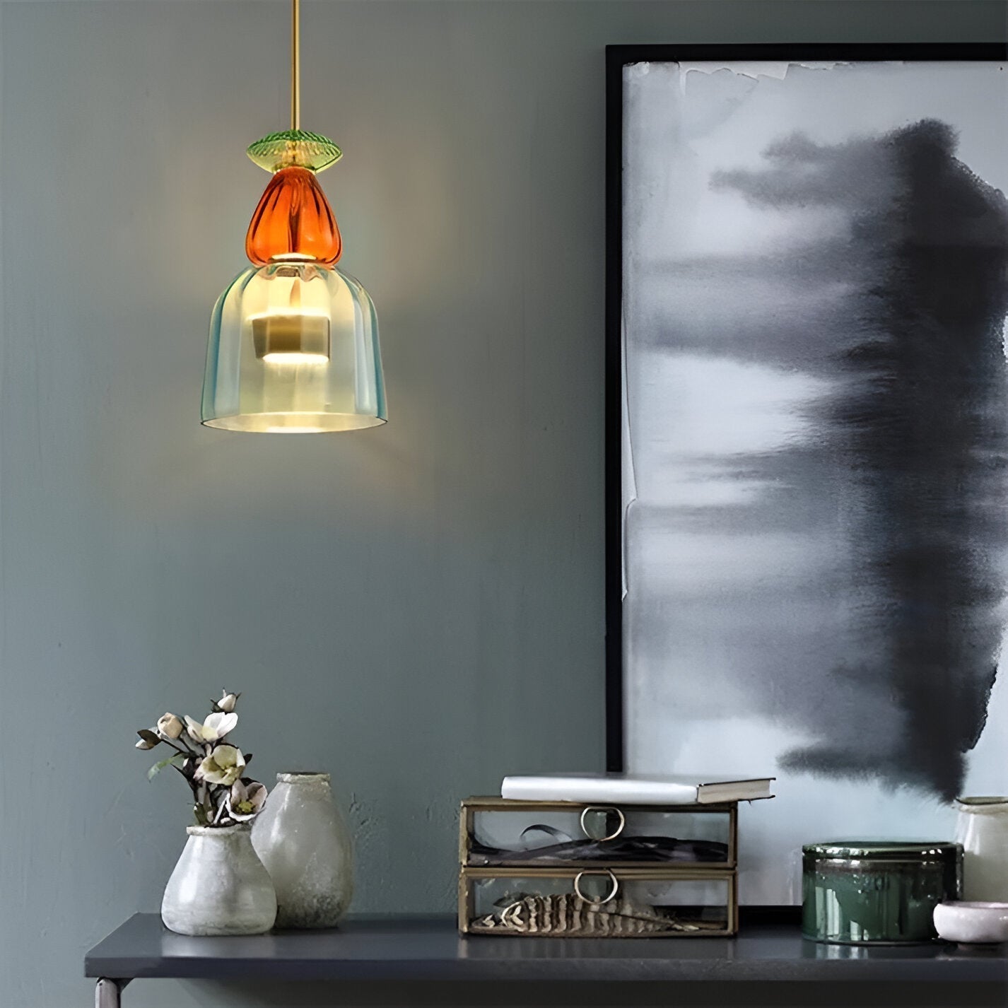 SpectraFuse pendelleuchte - mehrfarbige glas hängelampe - nordic macaron dekorative beleuchtung