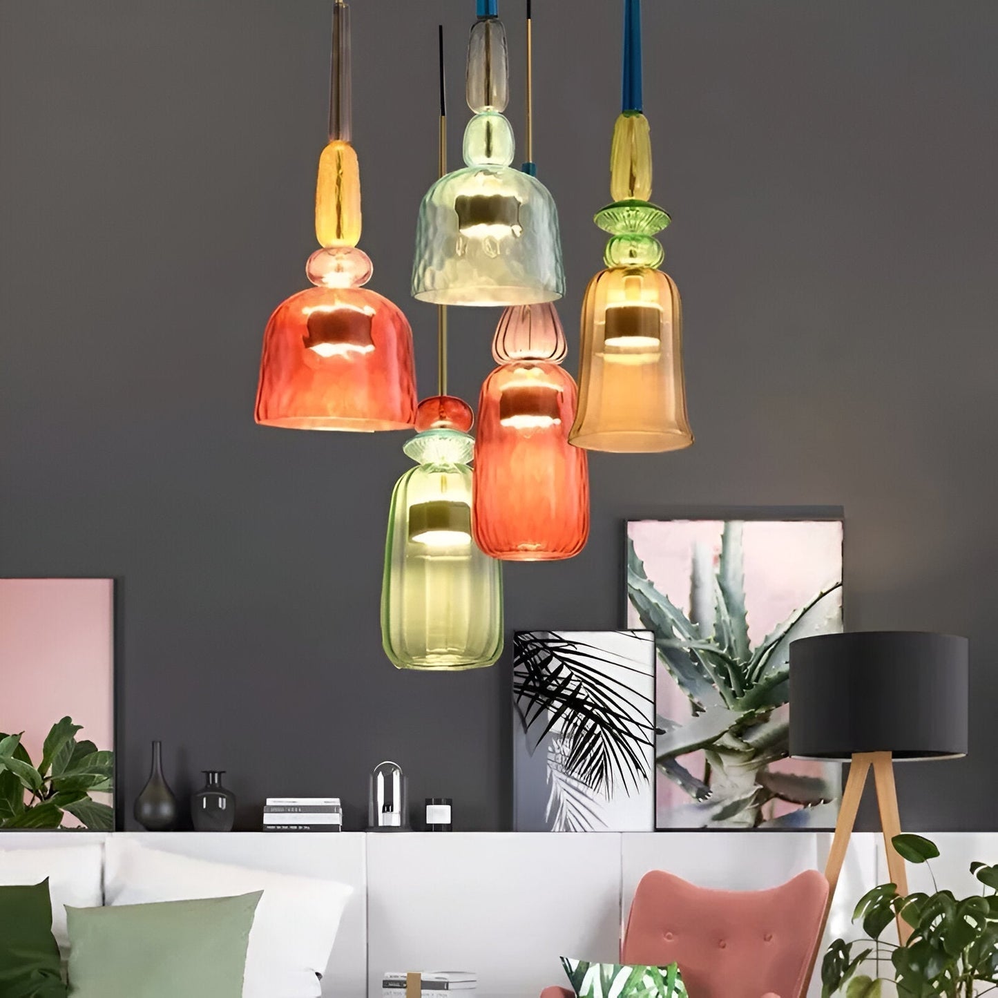 SpectraFuse pendelleuchte - mehrfarbige glas hängelampe - nordic macaron dekorative beleuchtung