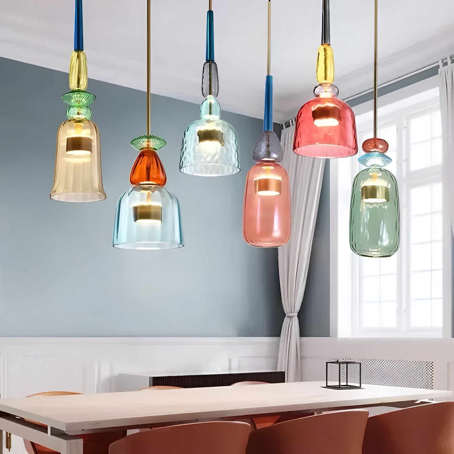 SpectraFuse pendelleuchte - mehrfarbige glas hängelampe - nordic macaron dekorative beleuchtung