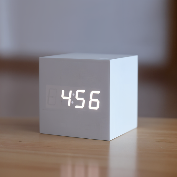 Digitaler led-wecker - würfeluhr - holzuhr