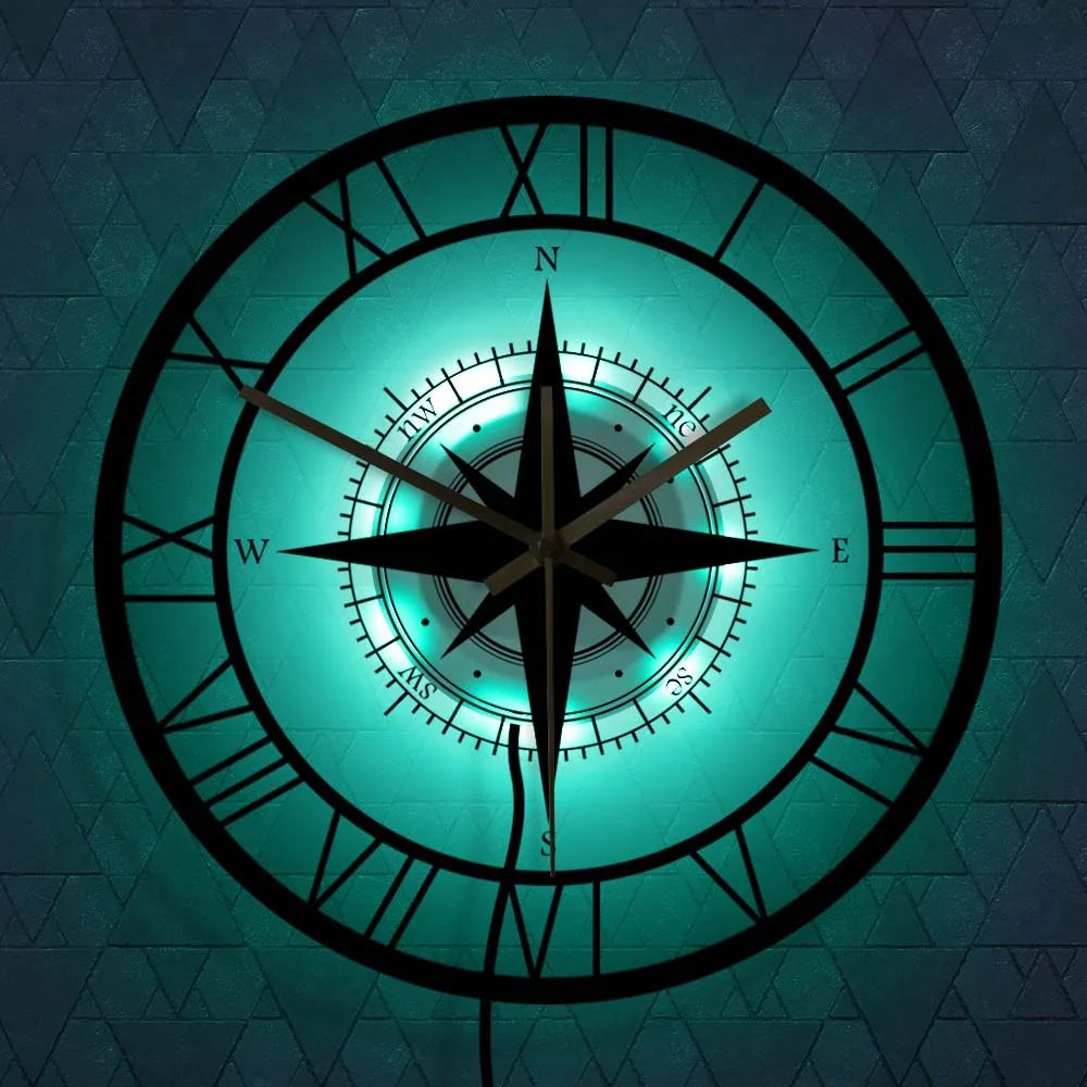 Directionalchart - nautische kompass-wanduhr