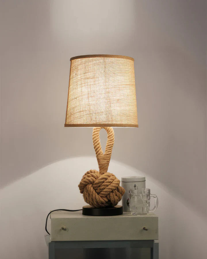 Rustic hemp rope table lamp
